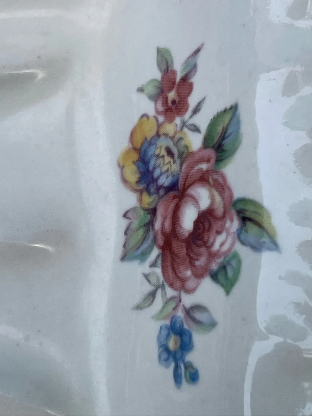 Vintage Athena Soap Dish White Ceramic Floral Pink Yellow Made USA Cottagecore